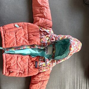 Patagonia Kids Coral Puffer Jacket with Patterned Hood